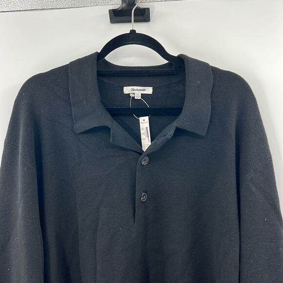 Madewell Men's Milano-Knit Sweater Polo Shirt in Merino Wool - Black - XXL NWT - Picture 2 of 6